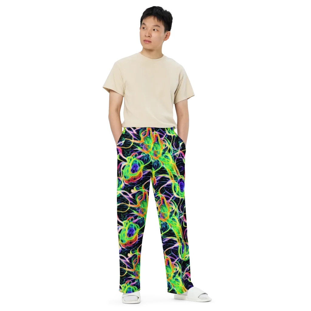 Neon Cell Garden on Wide-Leg Pants — Front