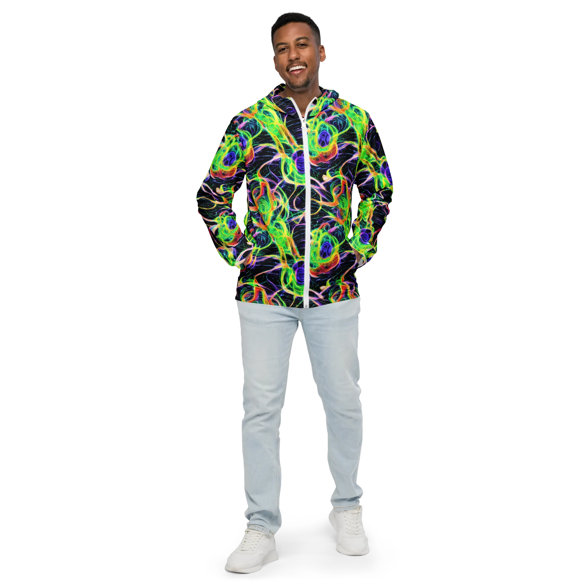 Neon Cell Garden on Men's Windbreaker — Front