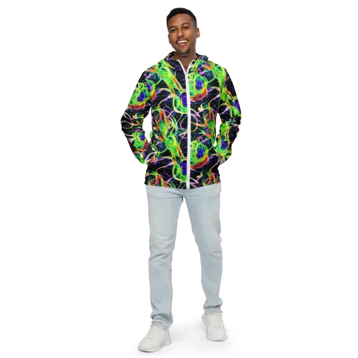 Neon Cell Garden on a Men's Windbreaker