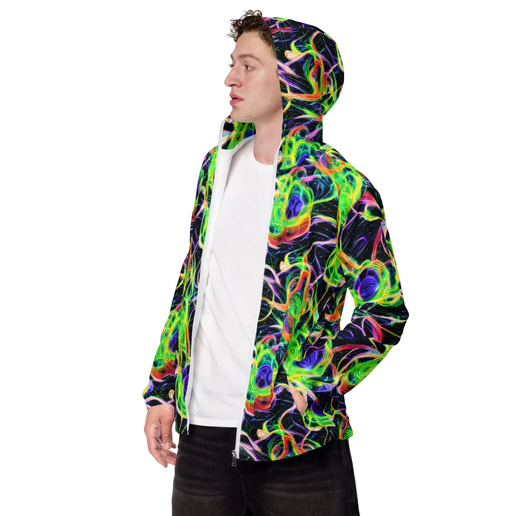 Neon Cell Garden on Men's Windbreaker — Left Front