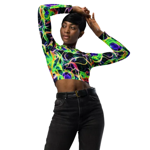 Neon Cell Garden on a Long Sleeve Crop Top