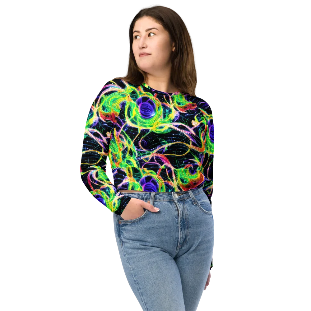 Neon Cell Garden on Long Sleeve Crop Top — Front