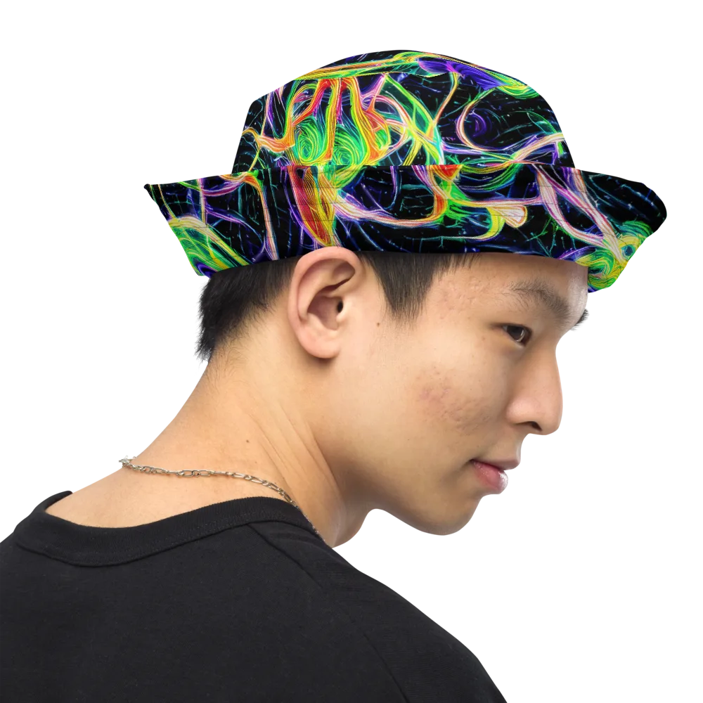 Neon Cell Garden on Reversible Bucket Hat — Right Outside