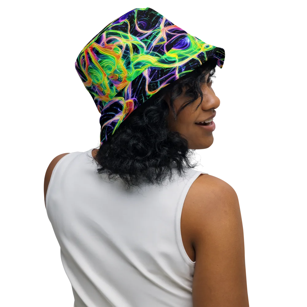 Neon Cell Garden on Reversible Bucket Hat — Right Outside
