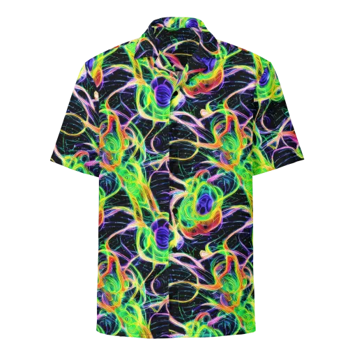 Neon Cell Garden on a Button Shirt
