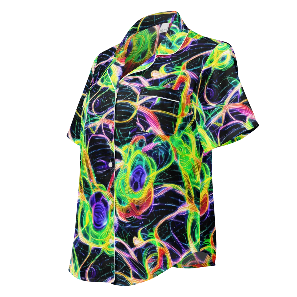 Neon Cell Garden on Women's Short Sleeve Pajama Top — Left Front