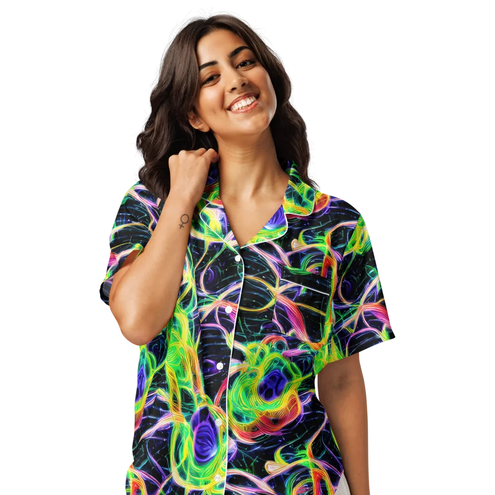 Neon Cell Garden on Women's Short Sleeve Pajama Top — Front