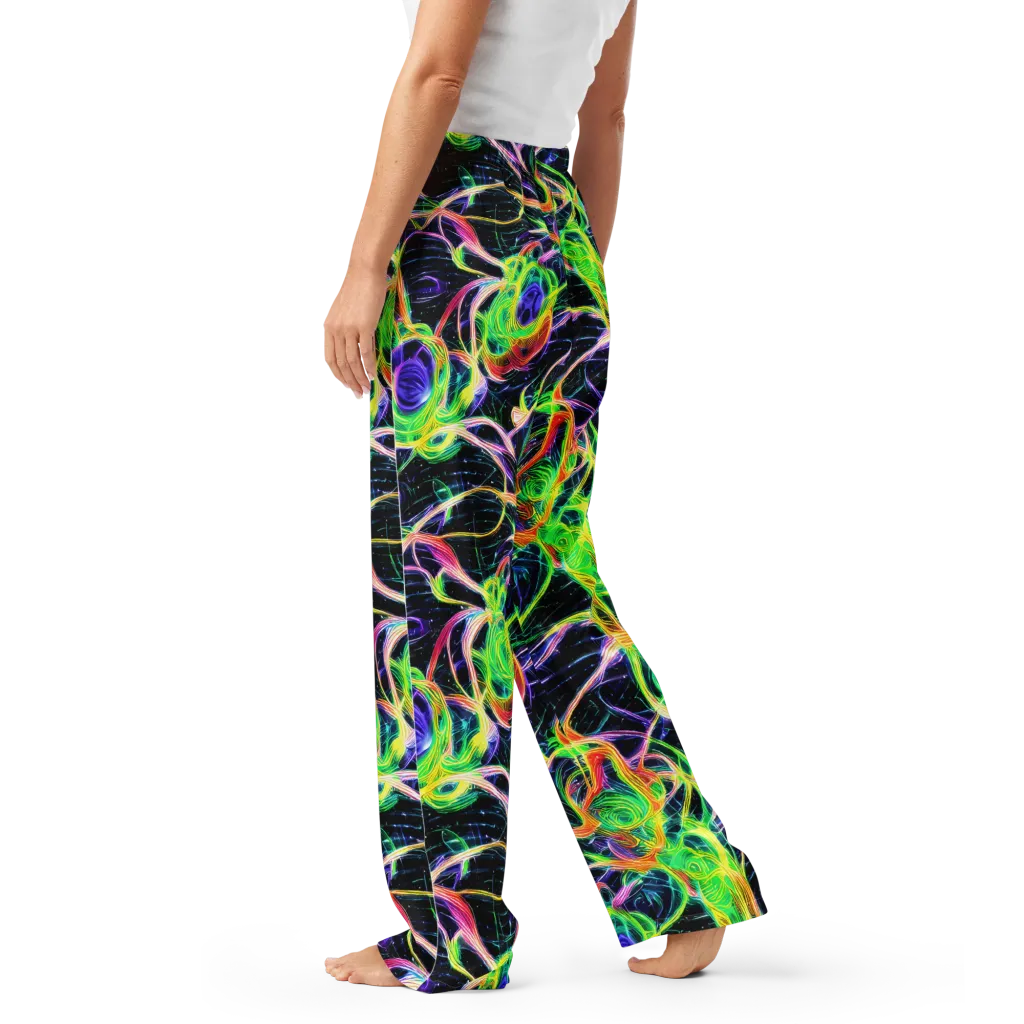 Neon Cell Garden on Women's Pajama Pants — Left
