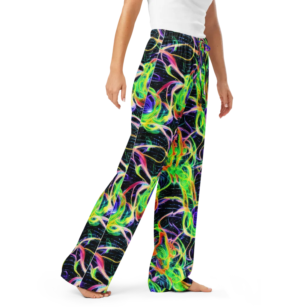 Neon Cell Garden on Women's Pajama Pants — Right Front