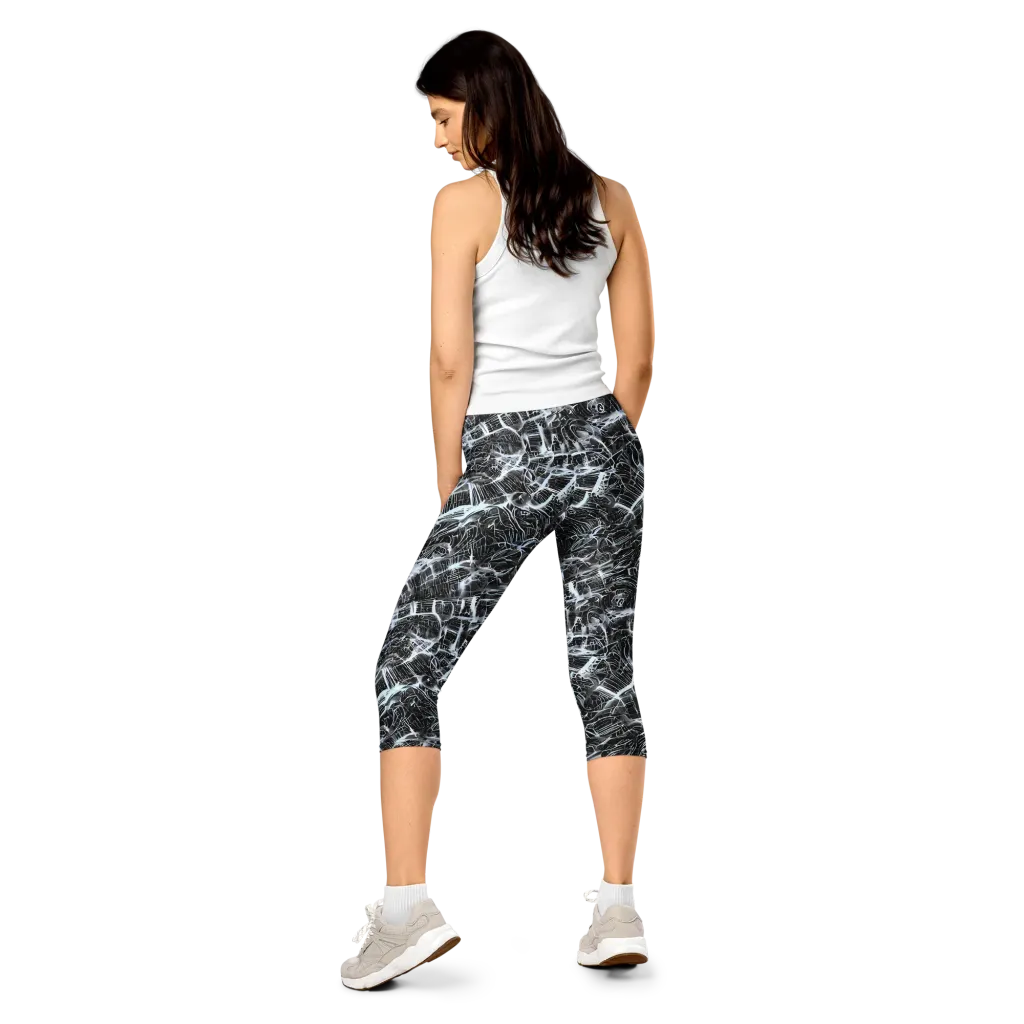 Silver Static on Capri Leggings — Back