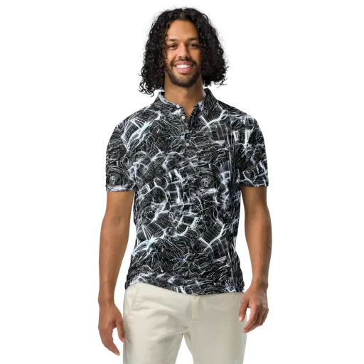 Silver Static on a Men's Slim Fit Polo Shirt