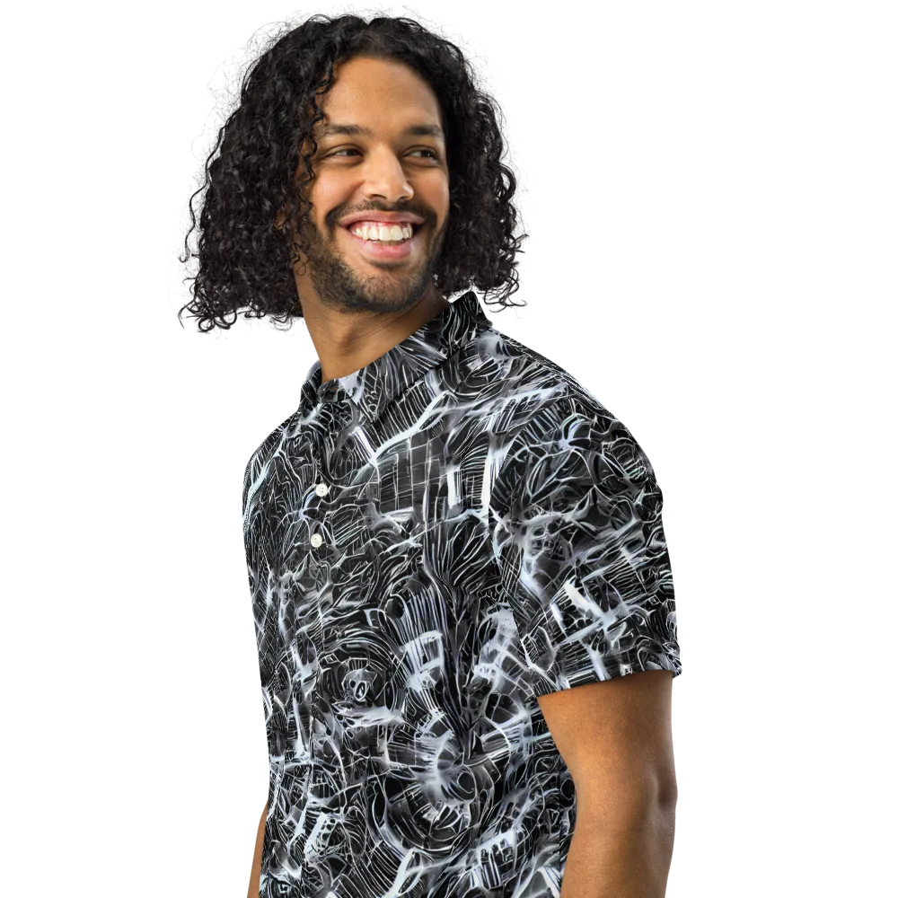 Silver Static on Men's Slim Fit Polo Shirt — Left Front