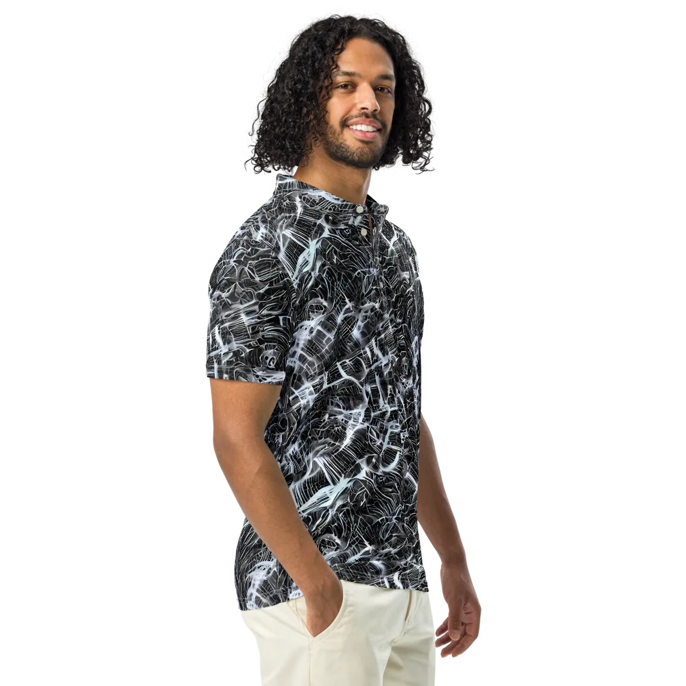 Silver Static on Men's Slim Fit Polo Shirt — Right Front