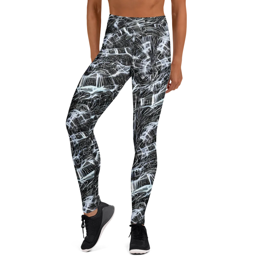 Silver Static on Yoga Leggings — Front