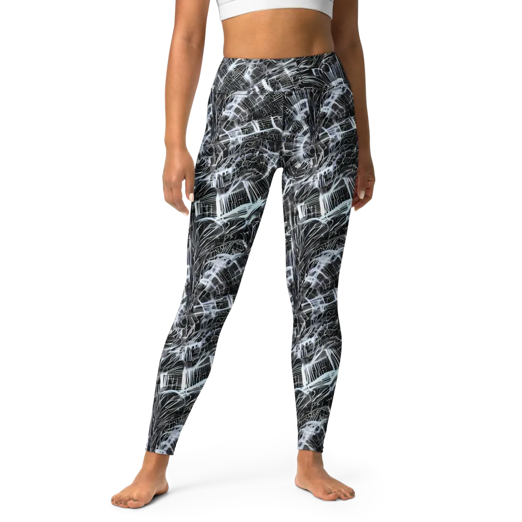 Silver Static on Yoga Leggings — Front