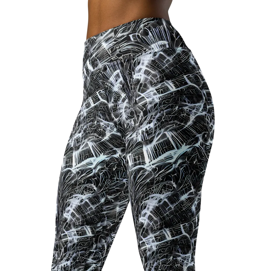 Silver Static on Yoga Leggings — Left Front