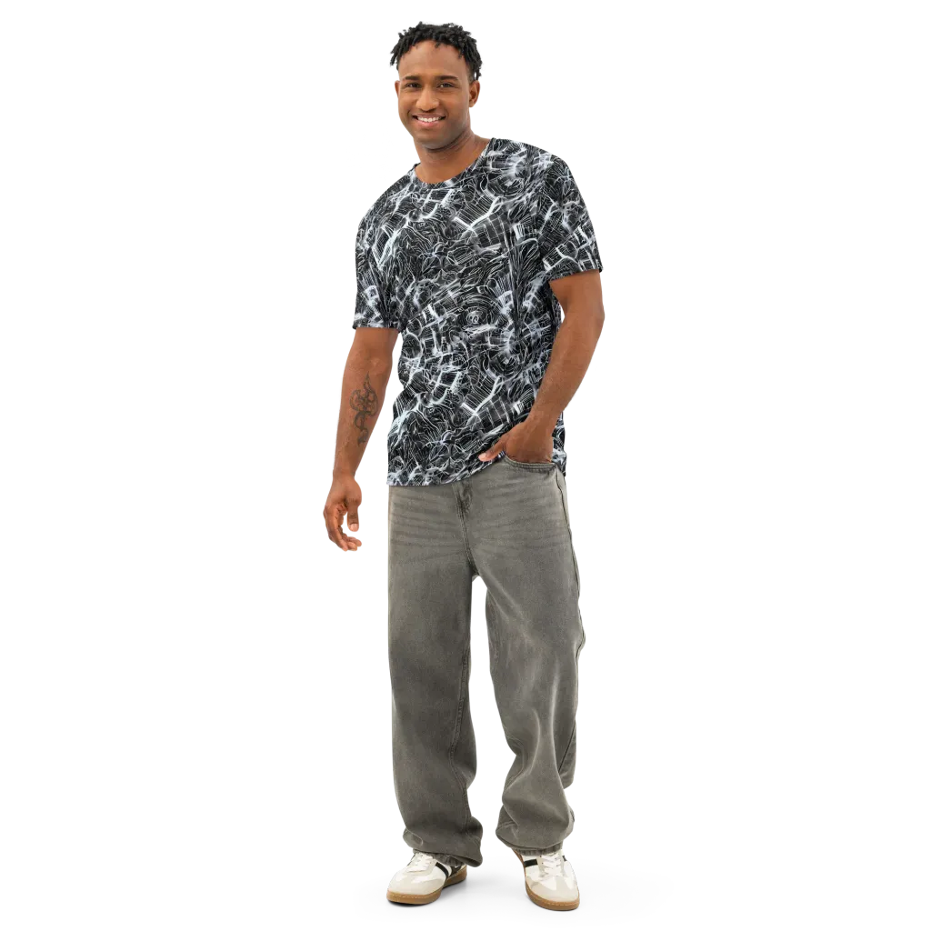 Silver Static on Men's Cotton Crew Neck T-Shirt — Front