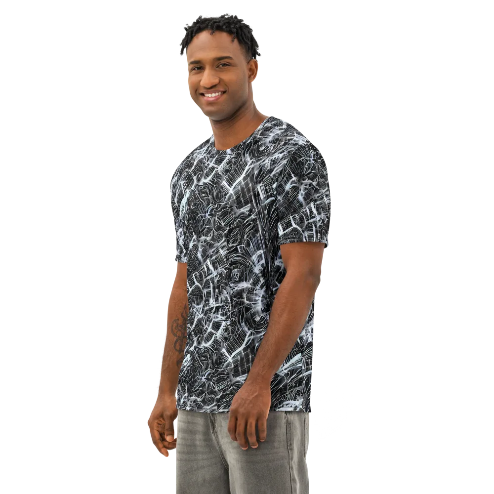 Silver Static on Men's Cotton Crew Neck T-Shirt — Left Front
