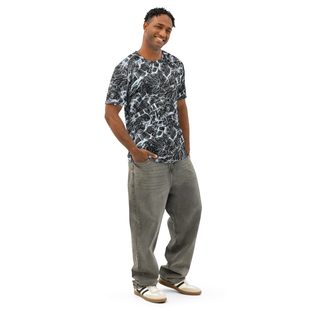 Silver Static on Men's Cotton Crew Neck T-Shirt — Right Front