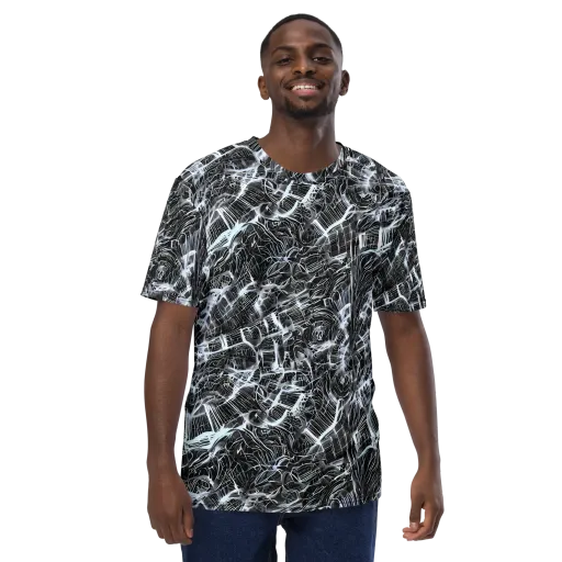 Silver Static on a Men's Crew Neck T-Shirt