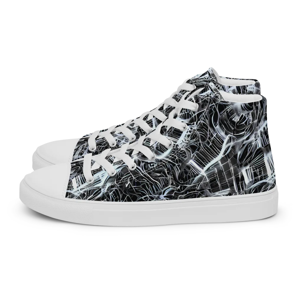 Silver Static on Men's High Top Canvas Shoes — Left