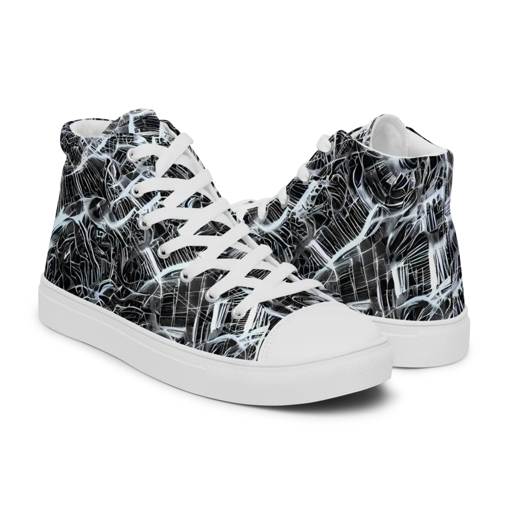 Silver Static on Men's High Top Canvas Shoes — Right