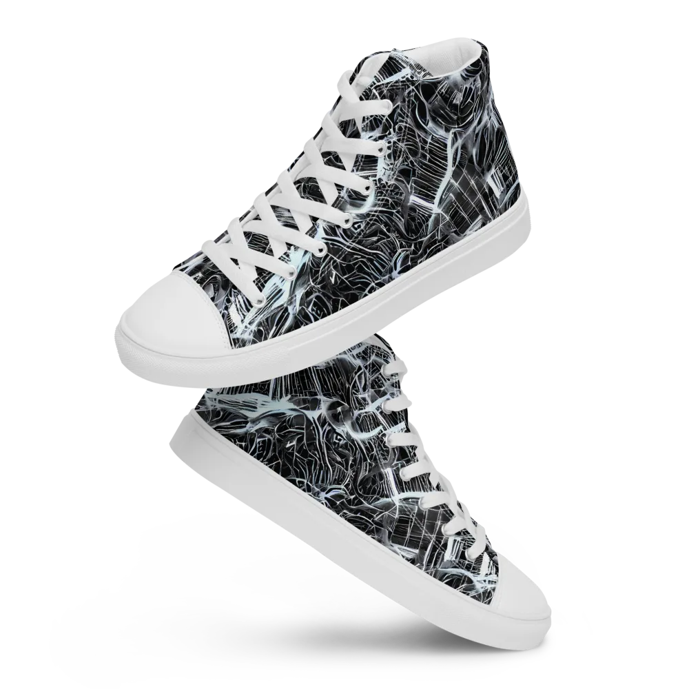 Silver Static on Men's High Top Canvas Shoes — Front