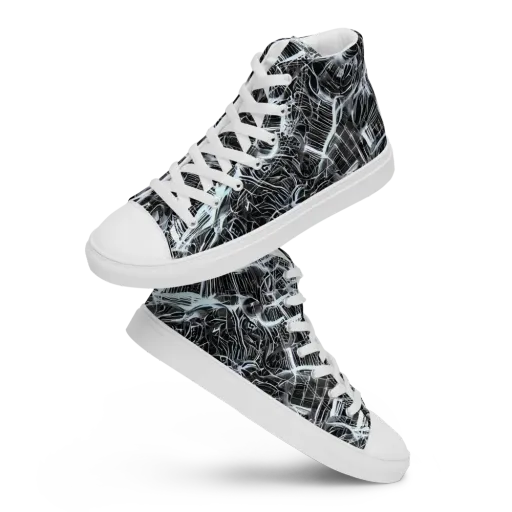 Silver Static on a Men's High Top Canvas Shoes