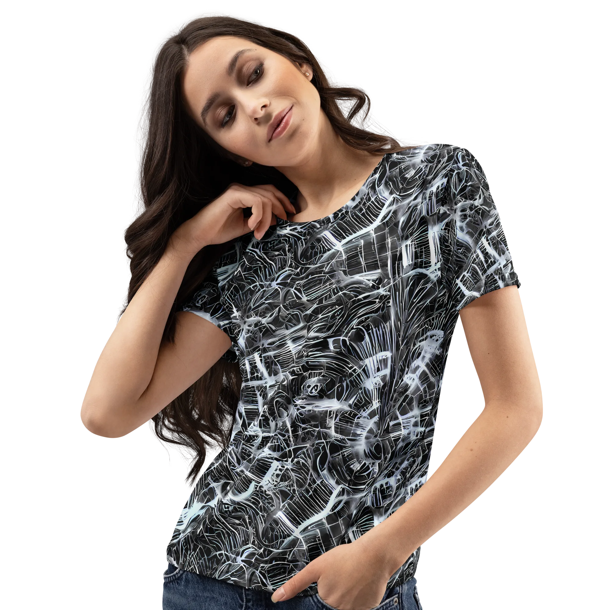 Silver Static on Women's Crew Neck T-Shirt — Left Front