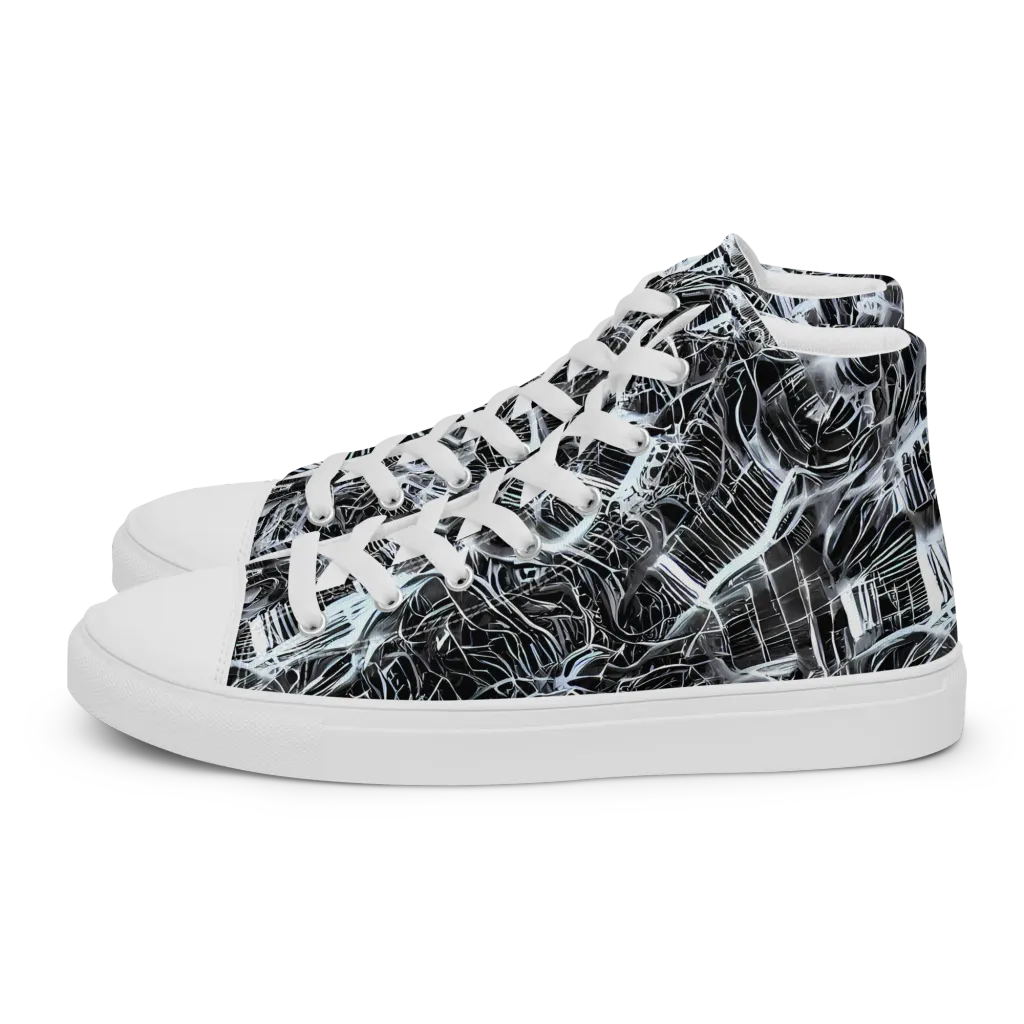 Silver Static on Women's High Top Canvas Shoes — Left