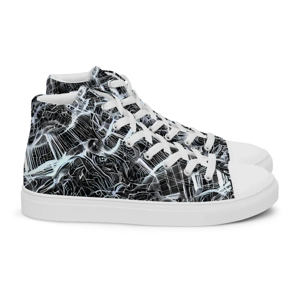 Silver Static on Women's High Top Canvas Shoes — Right