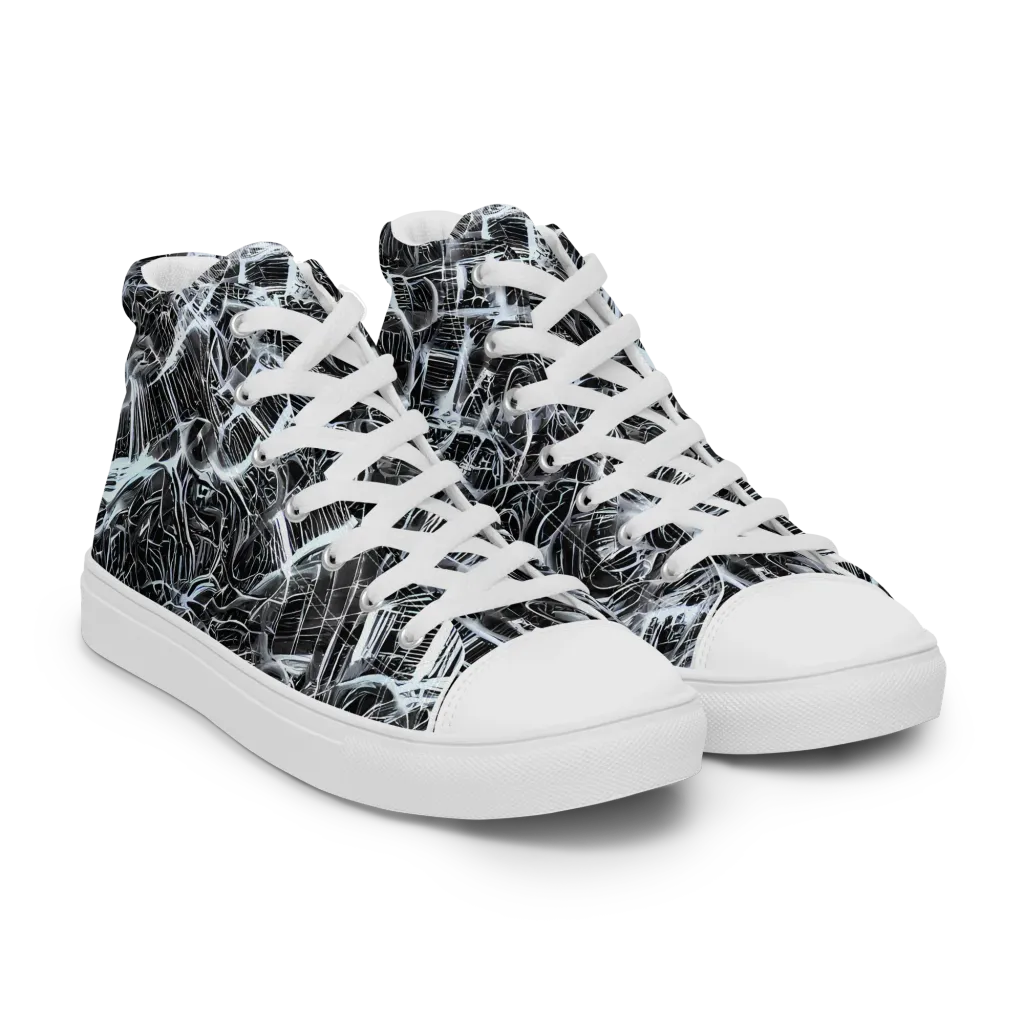 Silver Static on Women's High Top Canvas Shoes — Right Front