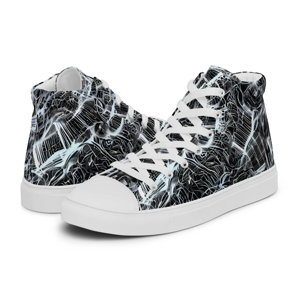 Silver Static on Women's High Top Canvas Shoes — Left