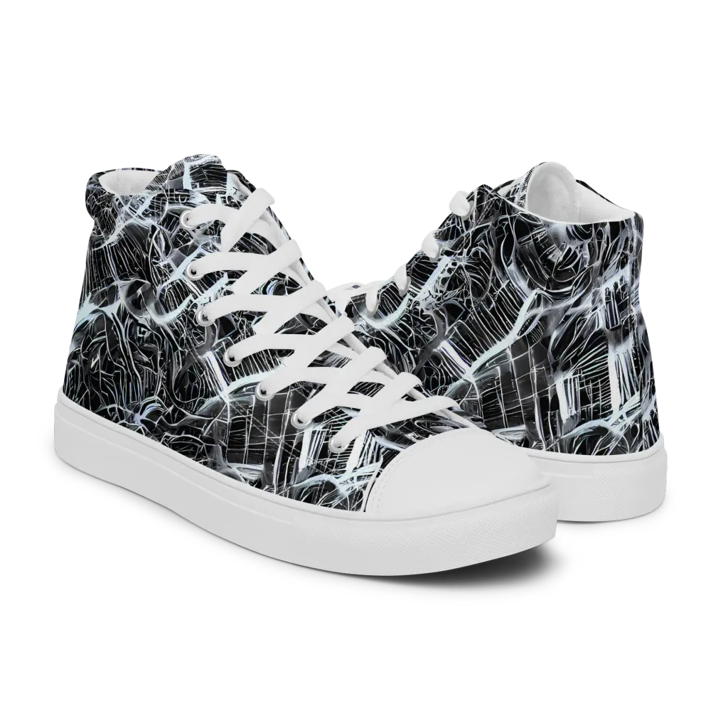 Silver Static on Women's High Top Canvas Shoes — Right