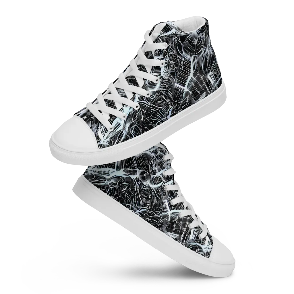 Silver Static on Women's High Top Canvas Shoes — Front