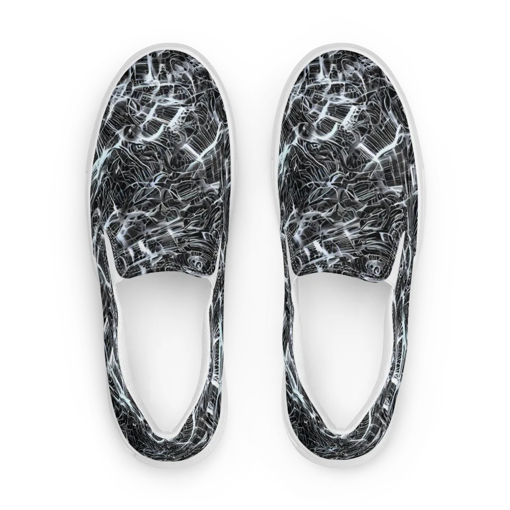 Silver Static on Men's Slip-On Canvas Shoes — Front
