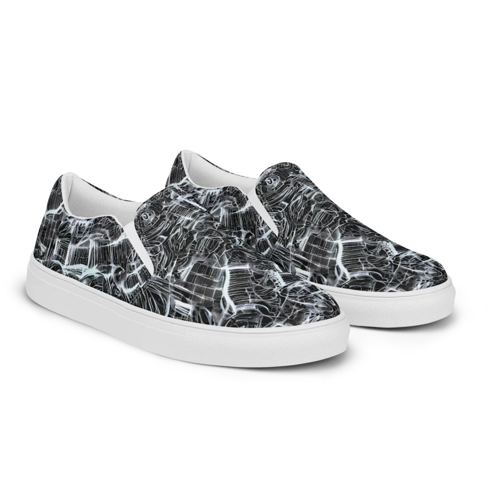 Silver Static on Men's Slip-On Canvas Shoes — Right Front