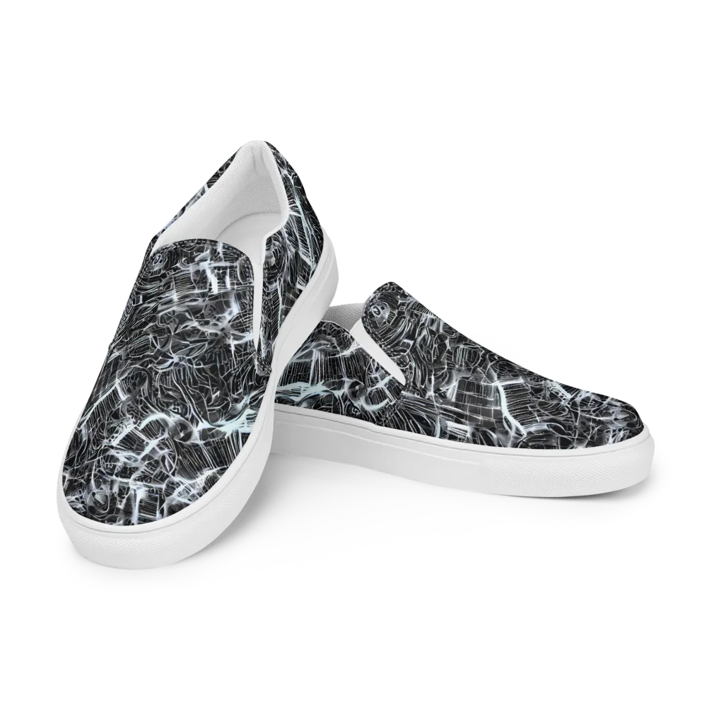 Silver Static on Men's Slip-On Canvas Shoes — Left Front