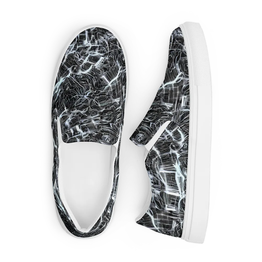 Silver Static on Men's Slip-On Canvas Shoes — Front