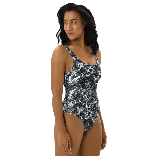 Silver Static on a One-Piece Swimsuit