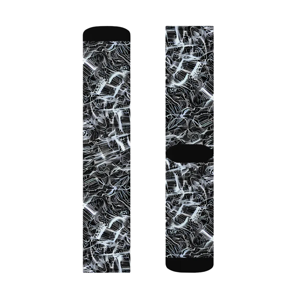 Silver Static on Socks — Left Sock