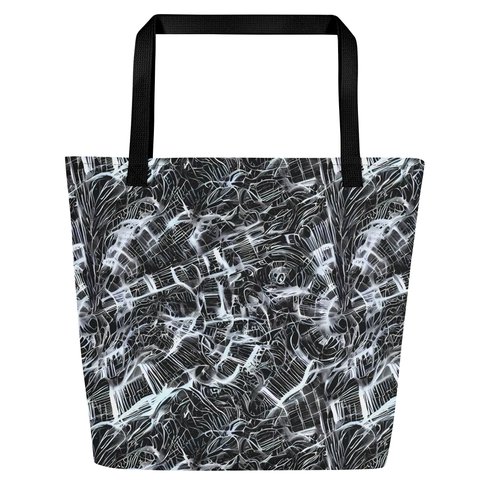 Silver Static on Large Tote Bag W/ Pocket — Front