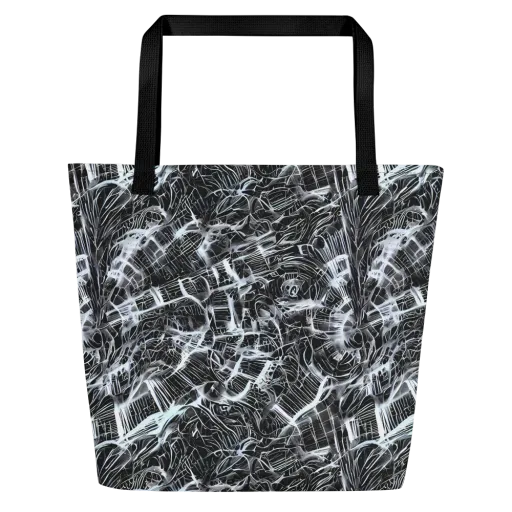 Silver Static on a Large Tote Bag W/ Pocket