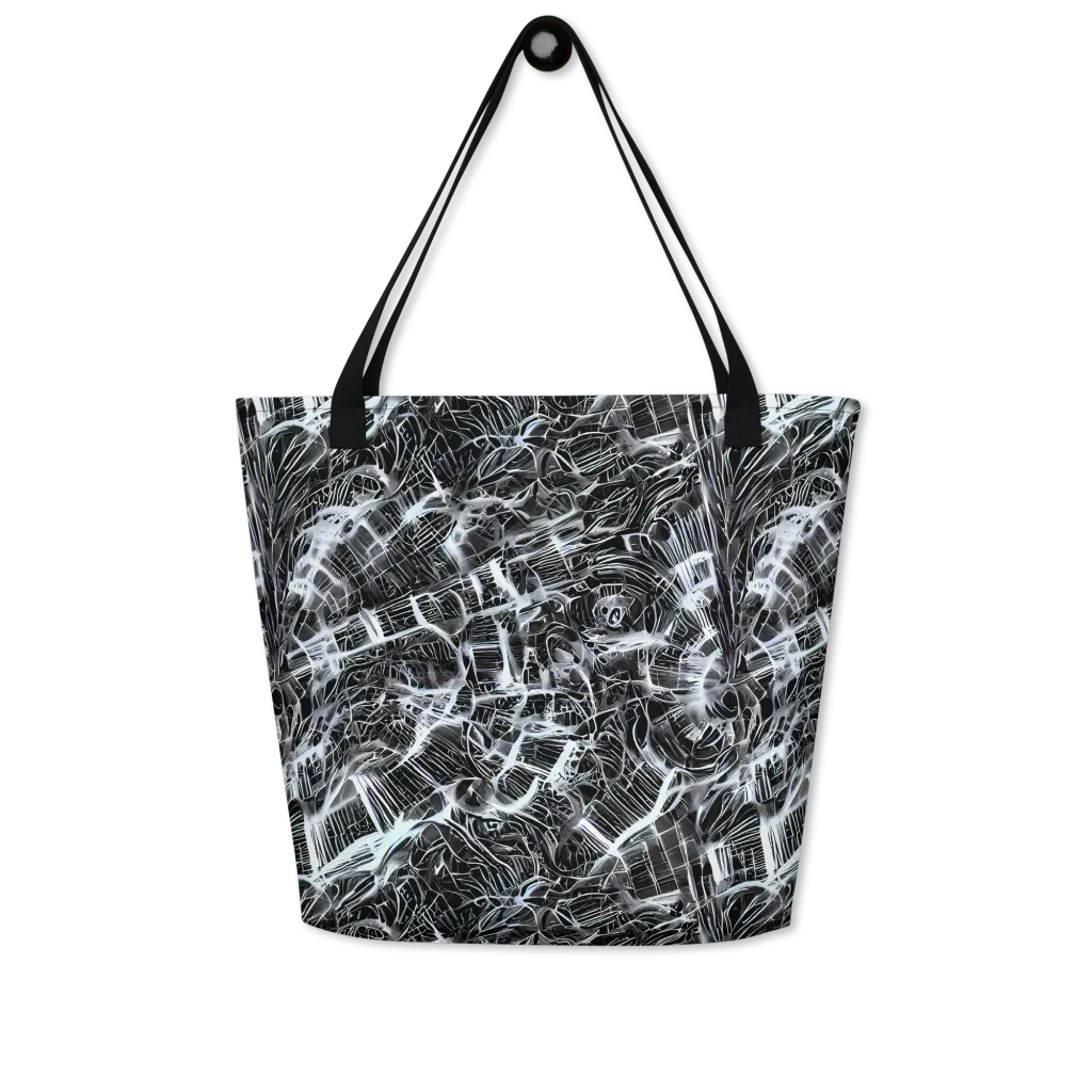 Silver Static on Large Tote Bag W/ Pocket — Front