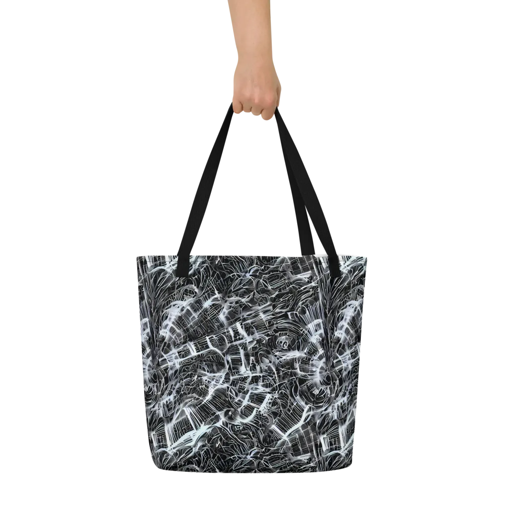 Silver Static on Large Tote Bag W/ Pocket — Front