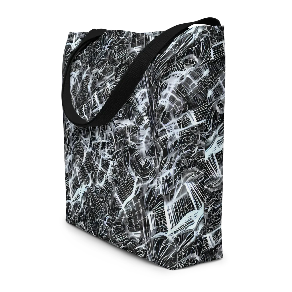Silver Static on Large Tote Bag W/ Pocket — Front