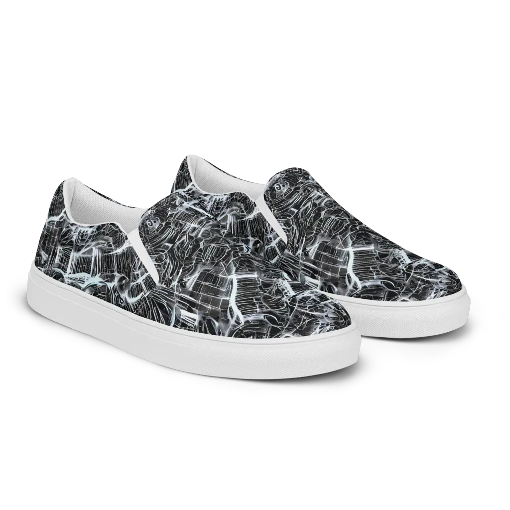 Silver Static on Women's Slip-On Canvas Shoes — Right Front