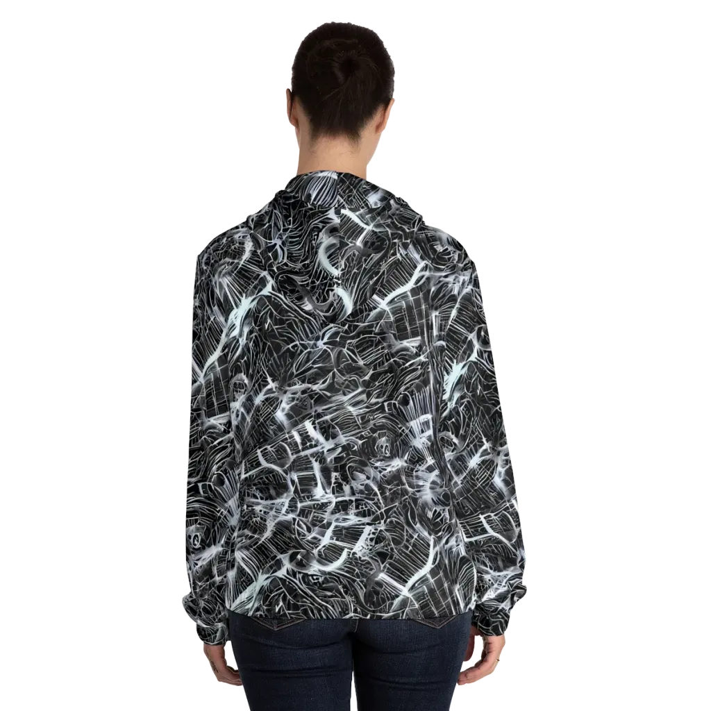 Silver Static on Women's Full-Zip Hoodie — Back On Person