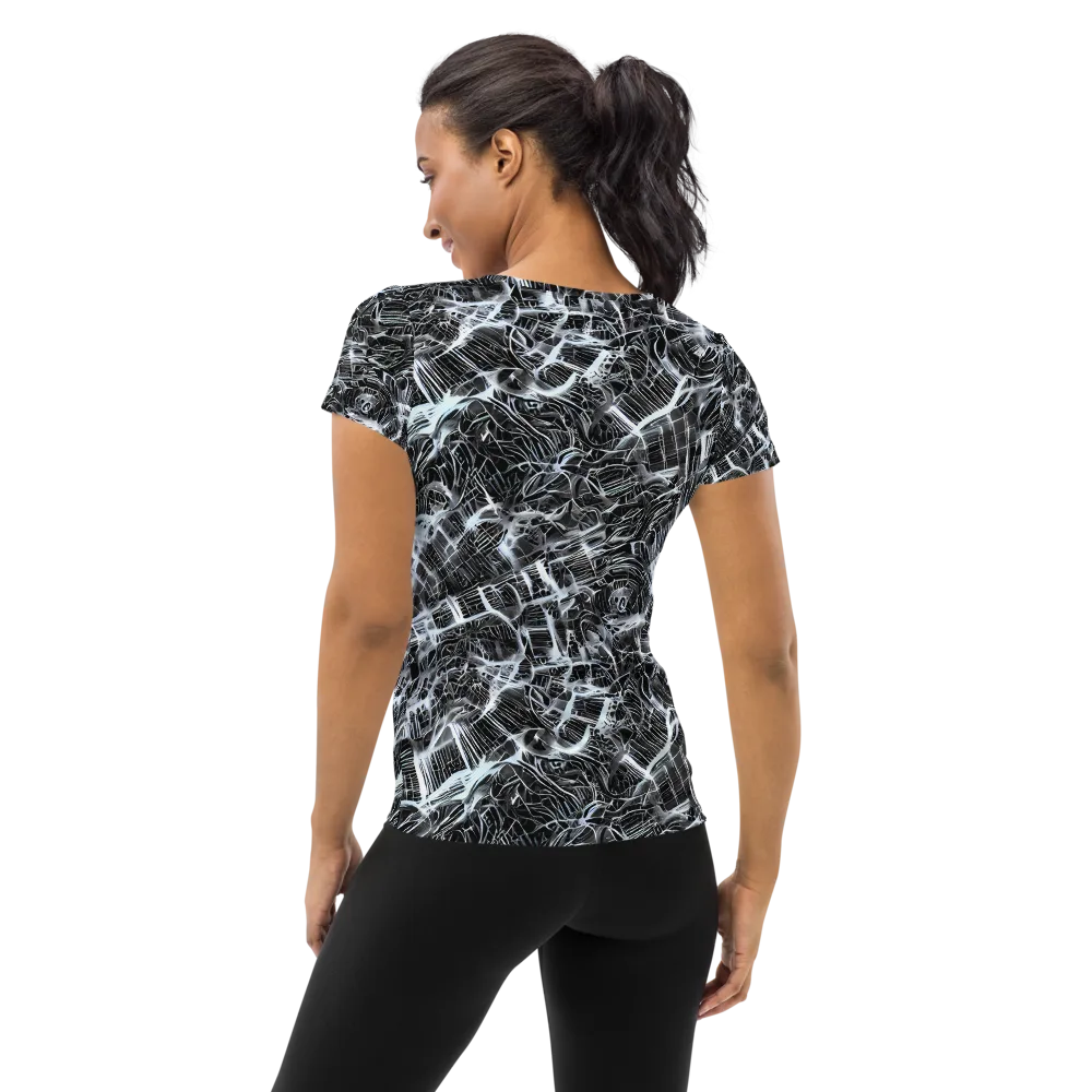 Silver Static on Women's Athletic T-Shirt — Back