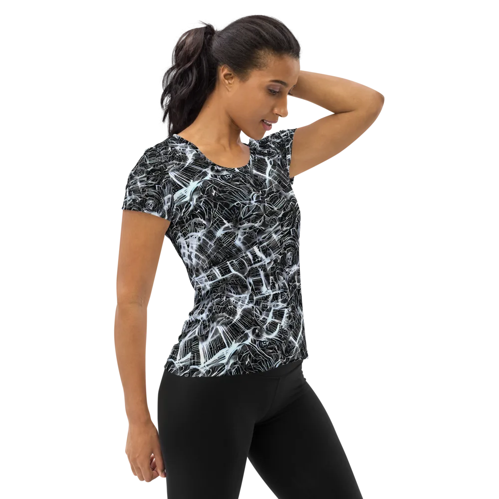 Silver Static on Women's Athletic T-Shirt — Right
